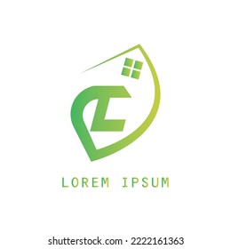 Letter C house leaf logo
