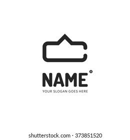 Letter C and house, logo design vector template. Symbol concept icon.
