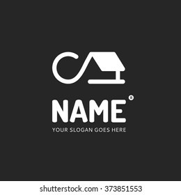 Letter C and house, logo design vector template. Symbol concept icon.