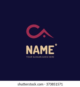 Letter C and house, logo design vector template. Symbol concept icon.