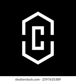 Letter C house minimal hexagon logo design
