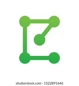 Letter C hub logo template, digital technology concept, vector symbol