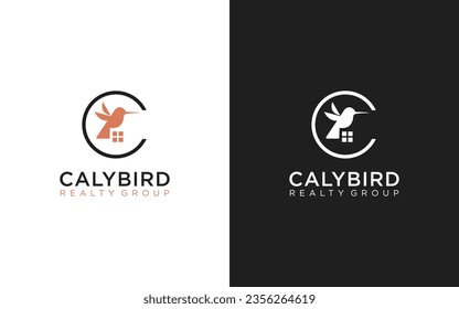 Letter C hummingbird home Logo. C initial logo with a house-shaped humming bird. logo design template for home, realestate and furnishing.