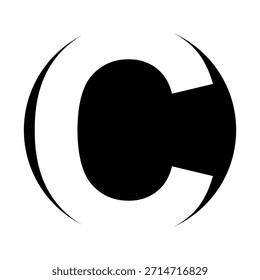 Letter C icon bold black symbol in circular graphic design