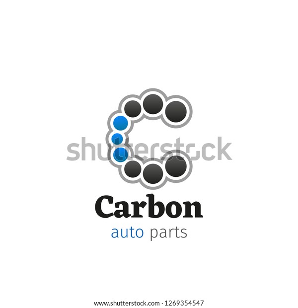 Letter C icon for car auto parts or repair design\
service and garage station design. Vector carbon circles symbol of\
letter C for car mechanic or repairman and automobile spare parts\
store