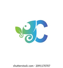 Letter C icon with chameleon logo  design template vector