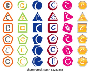Letter C Icon Design Badges and Tags Set
