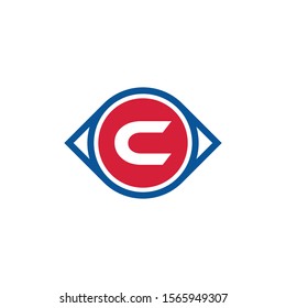 Letter C Icon Design With Vision Circle. Glance or Eye Letter Creative Business Alphabet Logo Icon.