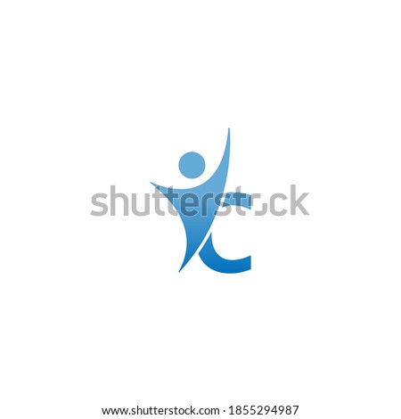 Letter C  icon logo with abstrac sucsess man in front, alphabet logo icon creative design illustration