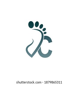 Letter C icon logo combined with footprint icon design template