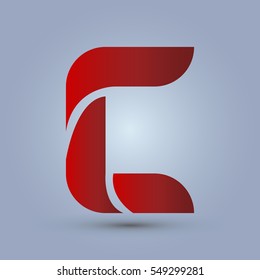 Letter C icon and logo template. New design and elegant typographic concept. red