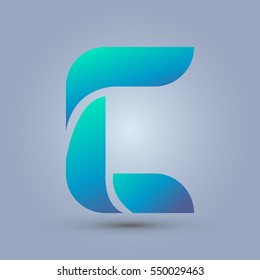 Letter C icon and logo template. New design and elegant typographic concept. blue