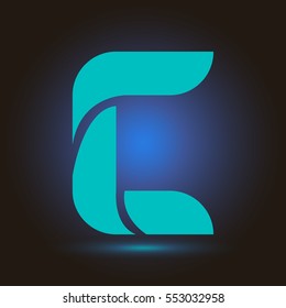 Letter C icon and logo template.  New  Flat design and elegant typographic concept. blue sky