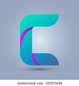 Letter C icon and logo template.  New design and elegant typographic concept. Two line purple. blue