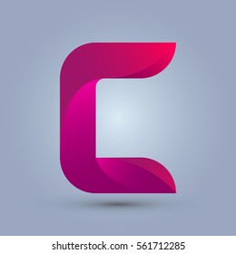 Letter C icon and logo template.  New design and elegant typographic concept. twisted, red and purple