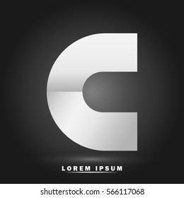 Letter C icon and logo template. Flat and elegant typographic. white paper concept