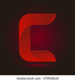 Letter C icon and logo template.  New design and elegant typographic concept. twisted, red color