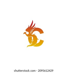 Icono de letra C con ilustración de diseño de logotipo foenix
