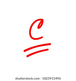 Letter C illustration, red exam score, written with marker - Vector