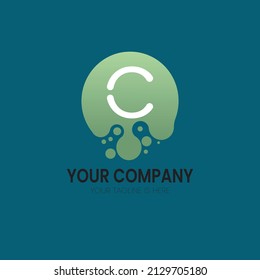 Letter C of illustration vector graphic with green circle particles logo icon design template element. Fit for company, health product, etc.