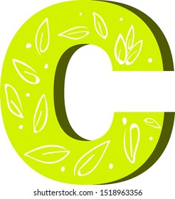 Letter C, illustration, vector on white background.