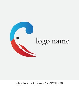 letter c illustration of water and fish logo colorful creative vector design