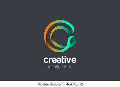 Letter C infinite ribbon Logo design vector template.