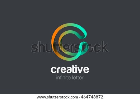 Letter C infinite ribbon Logo design vector template.