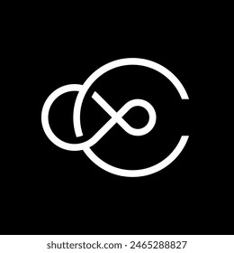 Diseño de logotipo superpuesto de línea infinita de letra C