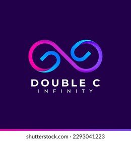 Letter C Infinity Logo design and Blue Purple Gradient Colorful symbol for Business Company Branding and Corporate Identity