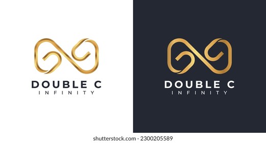Letter C Infinity Logo design and Gold Elegant symbol for Business Company Branding and Corporate Identity
