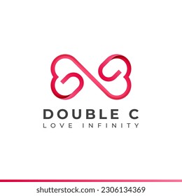 Letter C Infinity Logo design and Endless love symbol for Valentine's day Wedding Dating and Charity concept