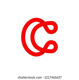 Letter C infinity sign. Cyclic red letter C. Modern natural endless loop. Futuristic logo corporate design.