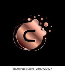 Letter C Initial Cooper Color Liquid Bubble Modern Logo