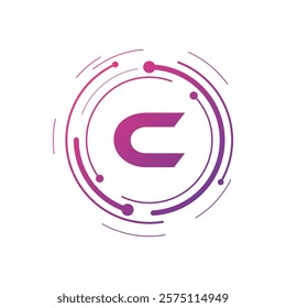 Letter C Initial Cyber Multimedia Logo