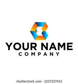 letter C initial geometric logo design