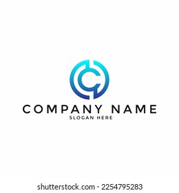 letter C initial gradient monogram alphabet logo design with circle