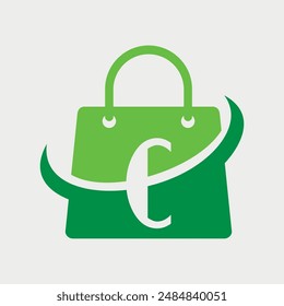 Letter C Initial Handbag Logo Design. Vector Illustration.