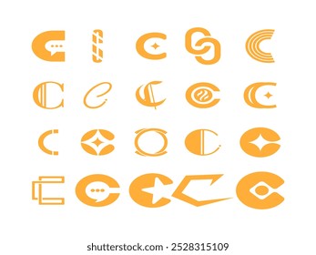 Letter C Initial Logo Element Set 