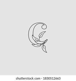 Letra C Icono de logotipo inicial Monograma Naturaleza deja diseño de plantilla