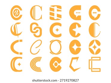 Conjunto de iconos de logotipo inicial de letra C