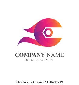 letter c initial logo for repair business, repair icon template, fast letter c logo