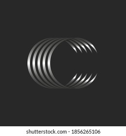 Letter C initial monogram logo calligraphic alphabetic mark, minimal style thin smooth shape