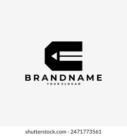 LETTER C INITIAL PENCIL LOGO ICON ILLUSTRATION