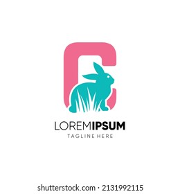 Letter C Initial Rabbit Logo Design Vector Icon Graphic Illustration Background Template