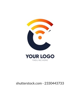 Letter C Initial Signal Logo Design Vector Icon Graphic Emblem Illustration Background Template