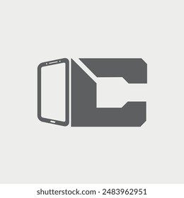 Letter C Initial Smartphone Logo Design. Vector Illustration EPS 10.