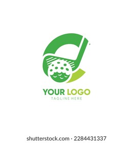 Letter C Initial Stick Golf Logo Design Vector Icon Graphic Emblem Illustration