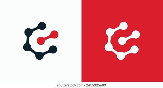 Letter C and I initial technology connection point vector logo design