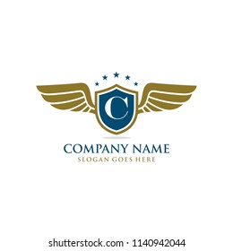 Letter C initial wing logo design